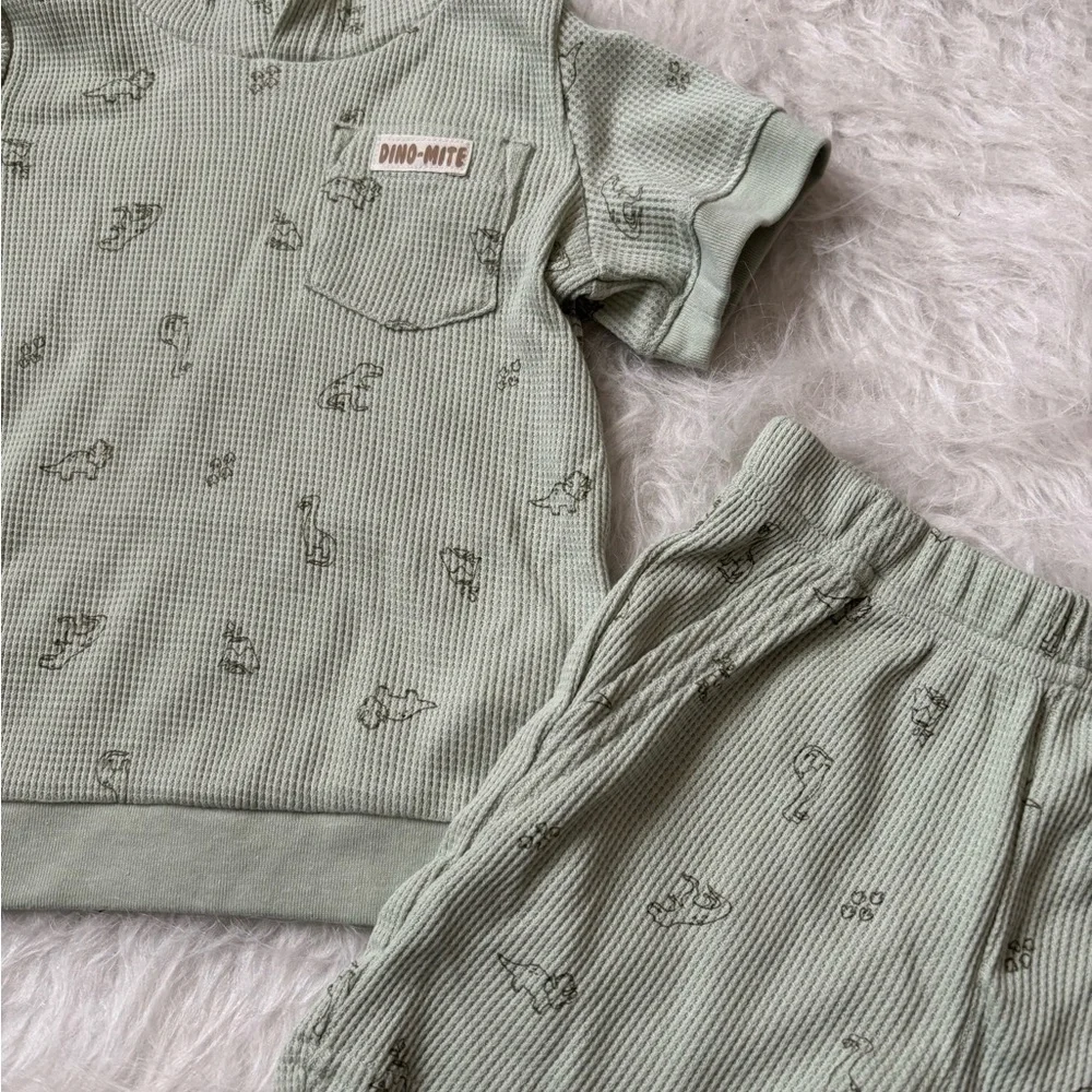 Carter's Dino Print Hooded Thermal Baby Outfit